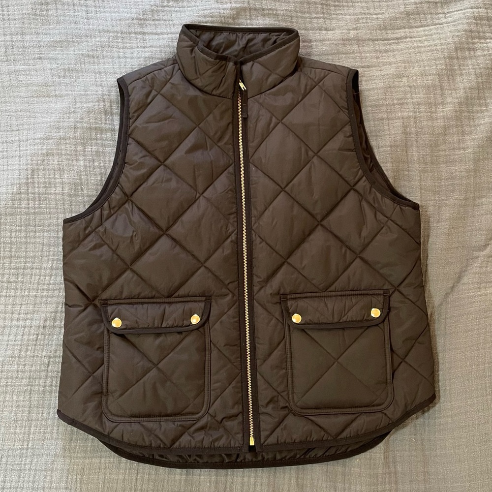 J Crew Puffer Vest in black with goldtone hardware